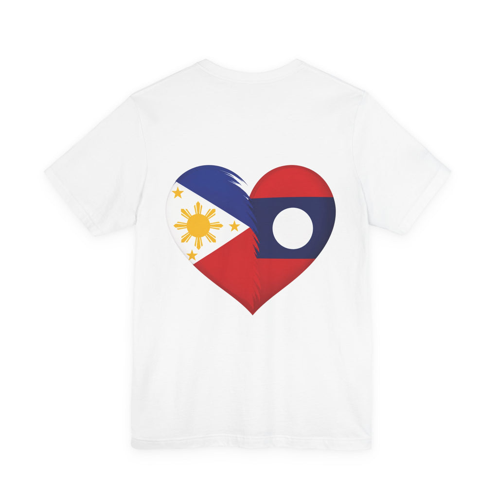 Heartbeat Flags Tee — Laos & Philippines Heartbeat Graphic T‑Shirt