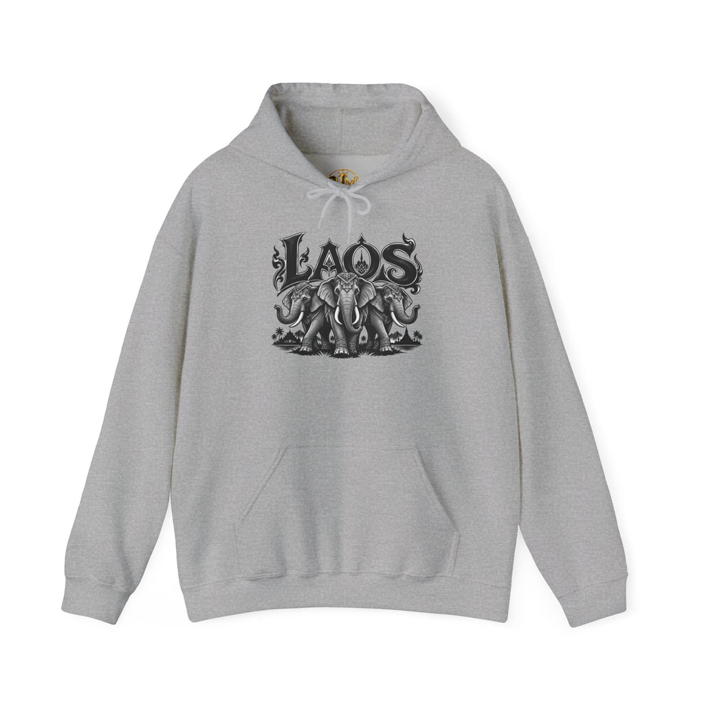 Laos Elephant Graphic Hoodie – Vintage Tribal Elephant Design