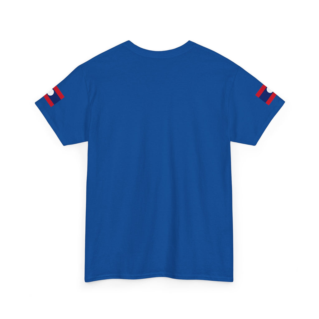 Laos Pride T‑Shirt — Traditional Lao Woman Illustration with Flag & Cultural Icons