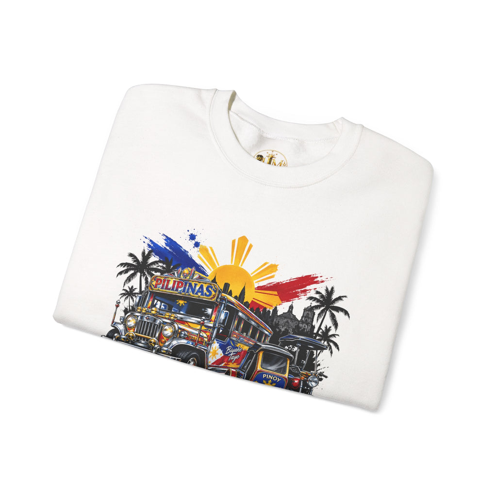 Philippine Jeepney Crewneck Sweatshirt – Vintage Sun & Flag Truck Design