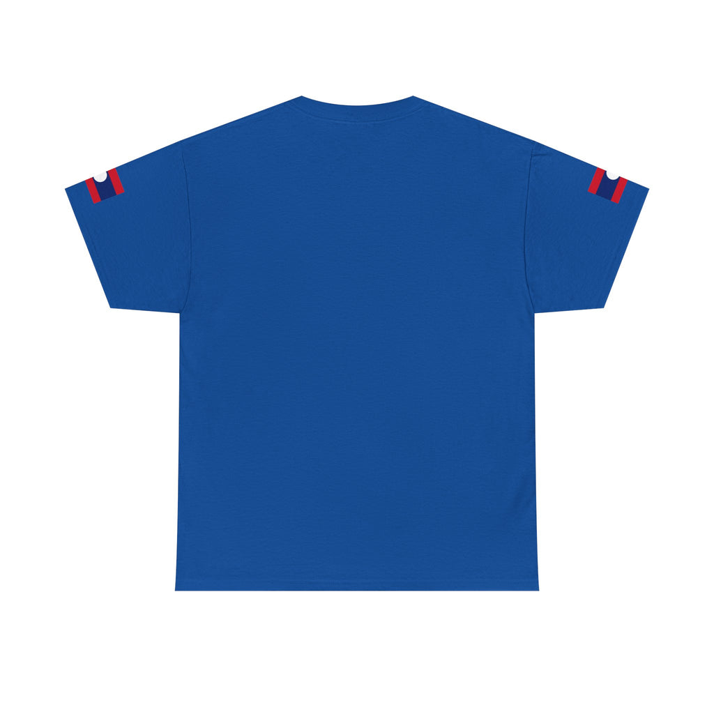 Laos Pride T‑Shirt — Traditional Lao Woman Illustration with Flag & Cultural Icons