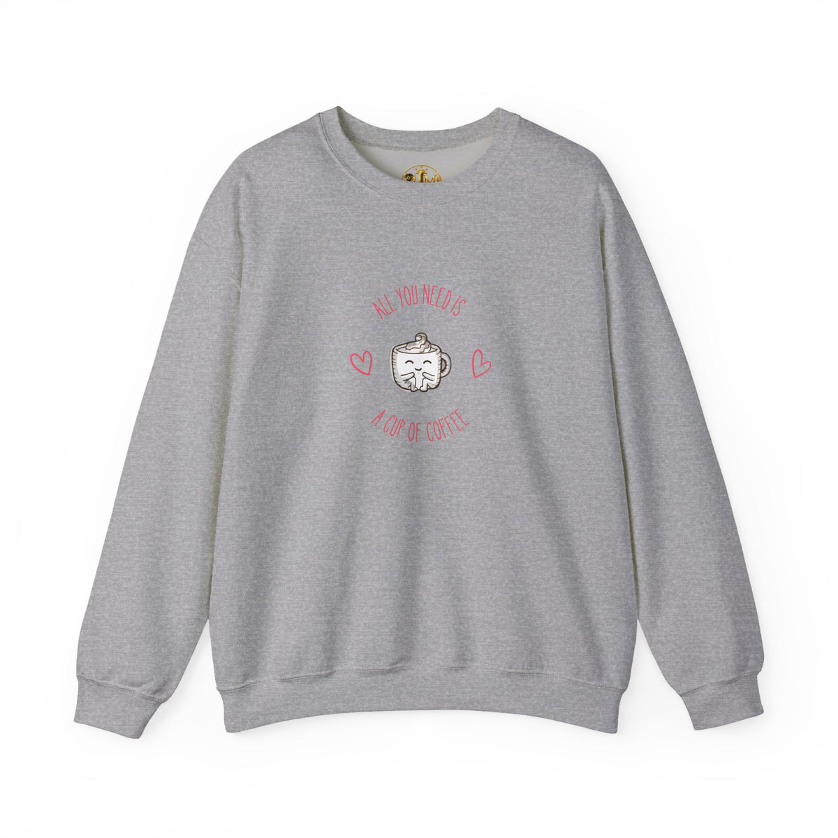Crewneck Sweatshirt – “All You Need Is A Cup Of Coffee” Cute Kawaii Coffee Graphic
