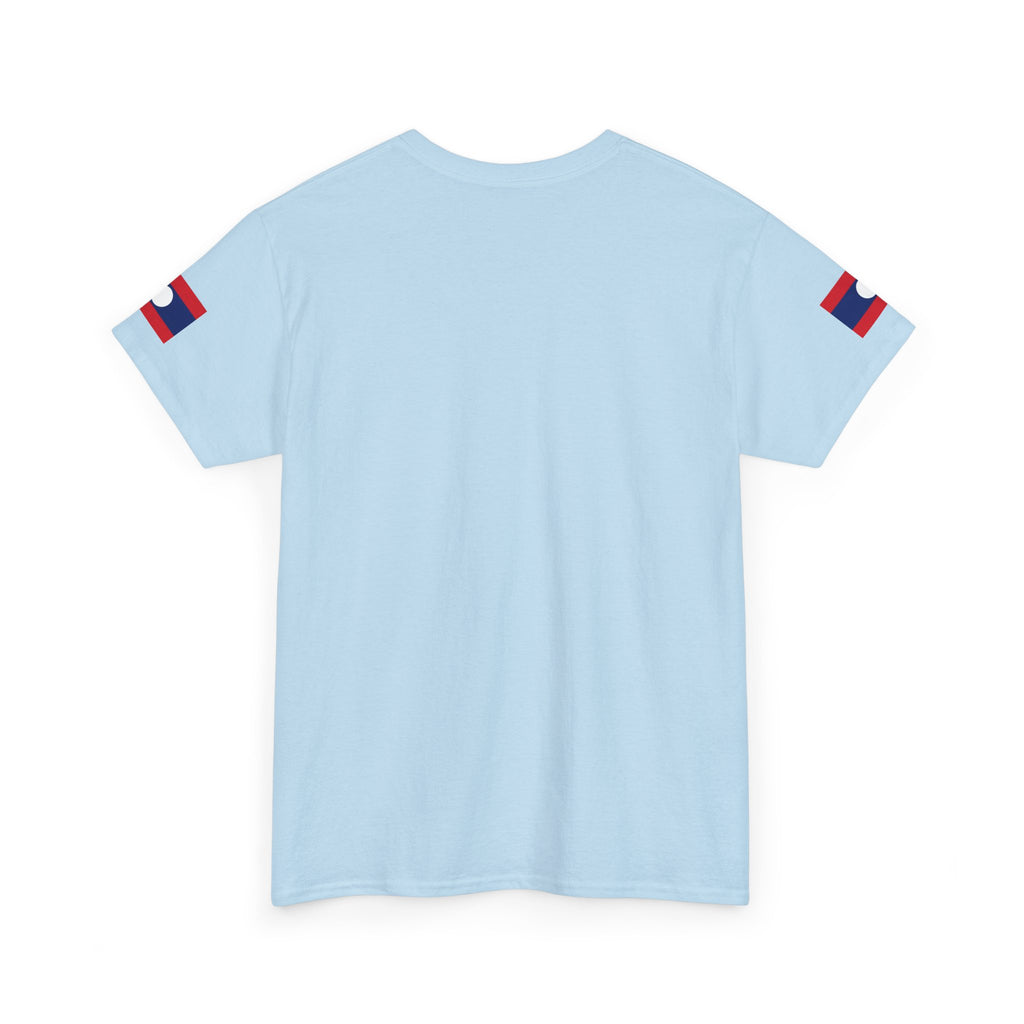 Laos Pride T‑Shirt — Traditional Lao Woman Illustration with Flag & Cultural Icons