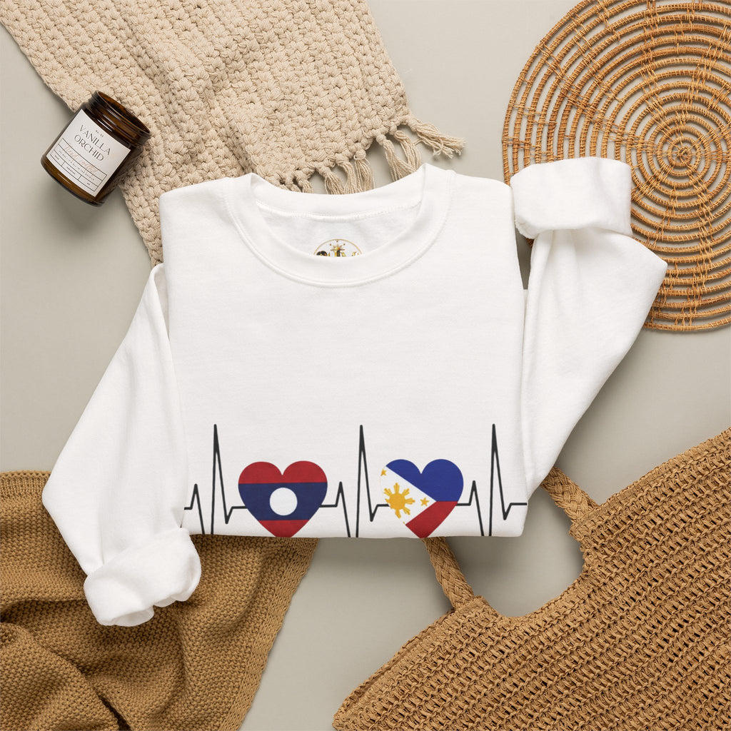 Philippines Heartbeat Crewneck Sweatshirt – Filipino Flag Heart Design