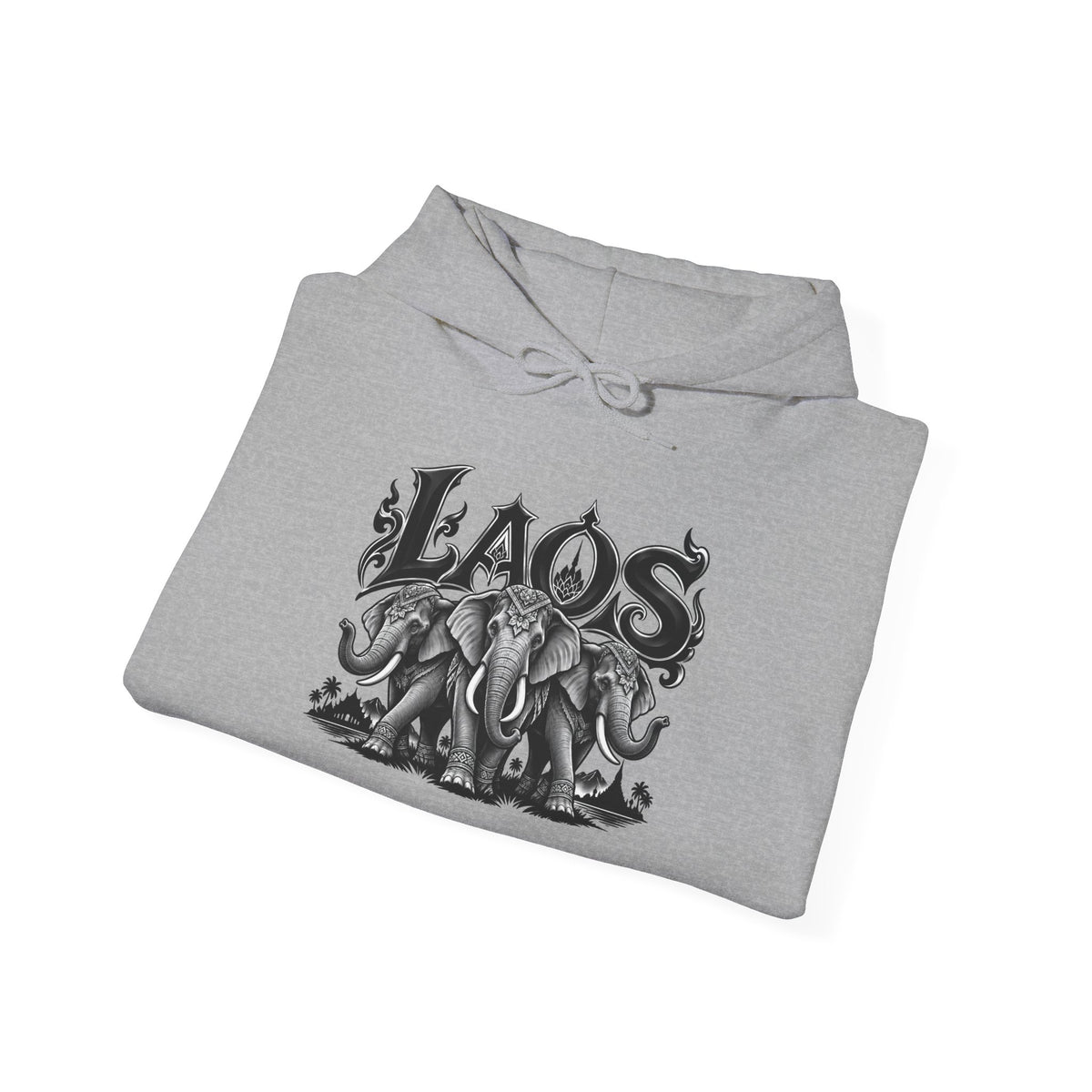 Laos Elephant Graphic Hoodie – Vintage Tribal Elephant Design