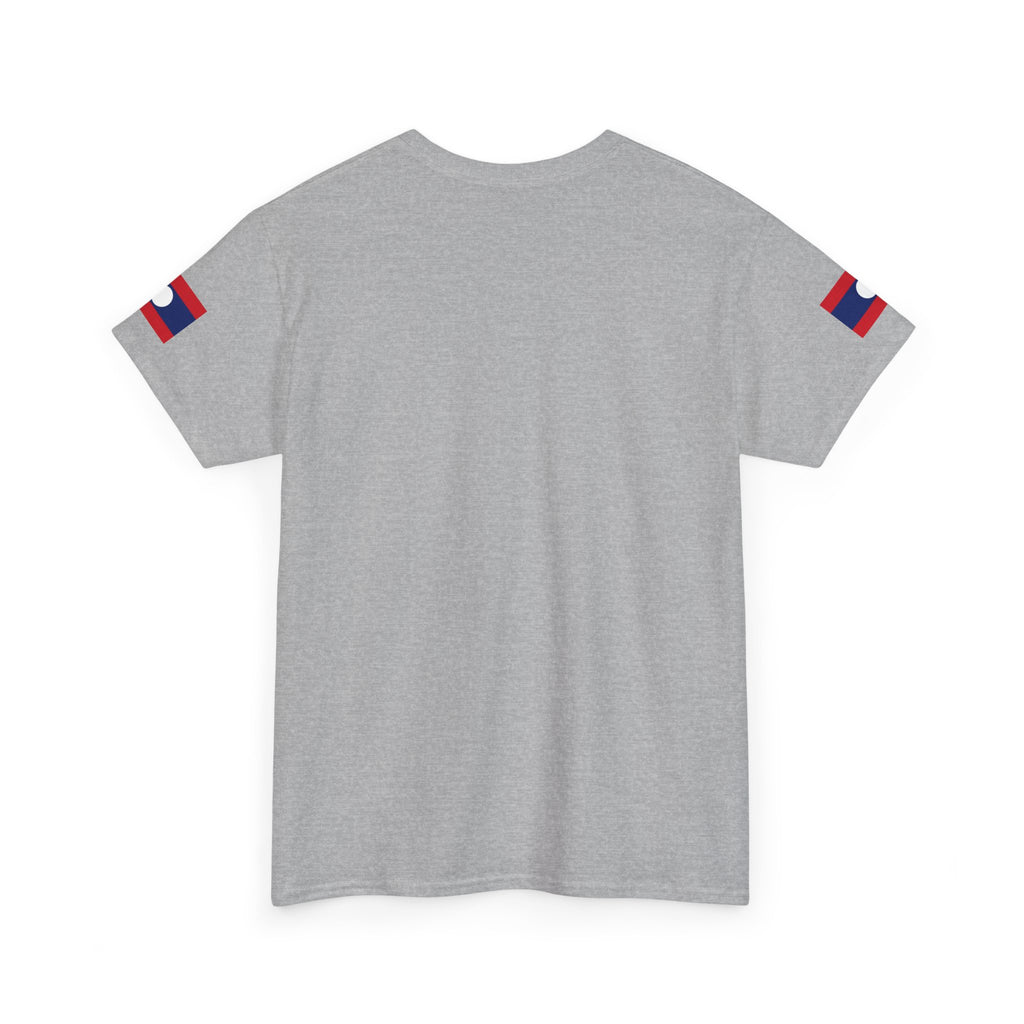 Laos Pride T‑Shirt — Traditional Lao Woman Illustration with Flag & Cultural Icons