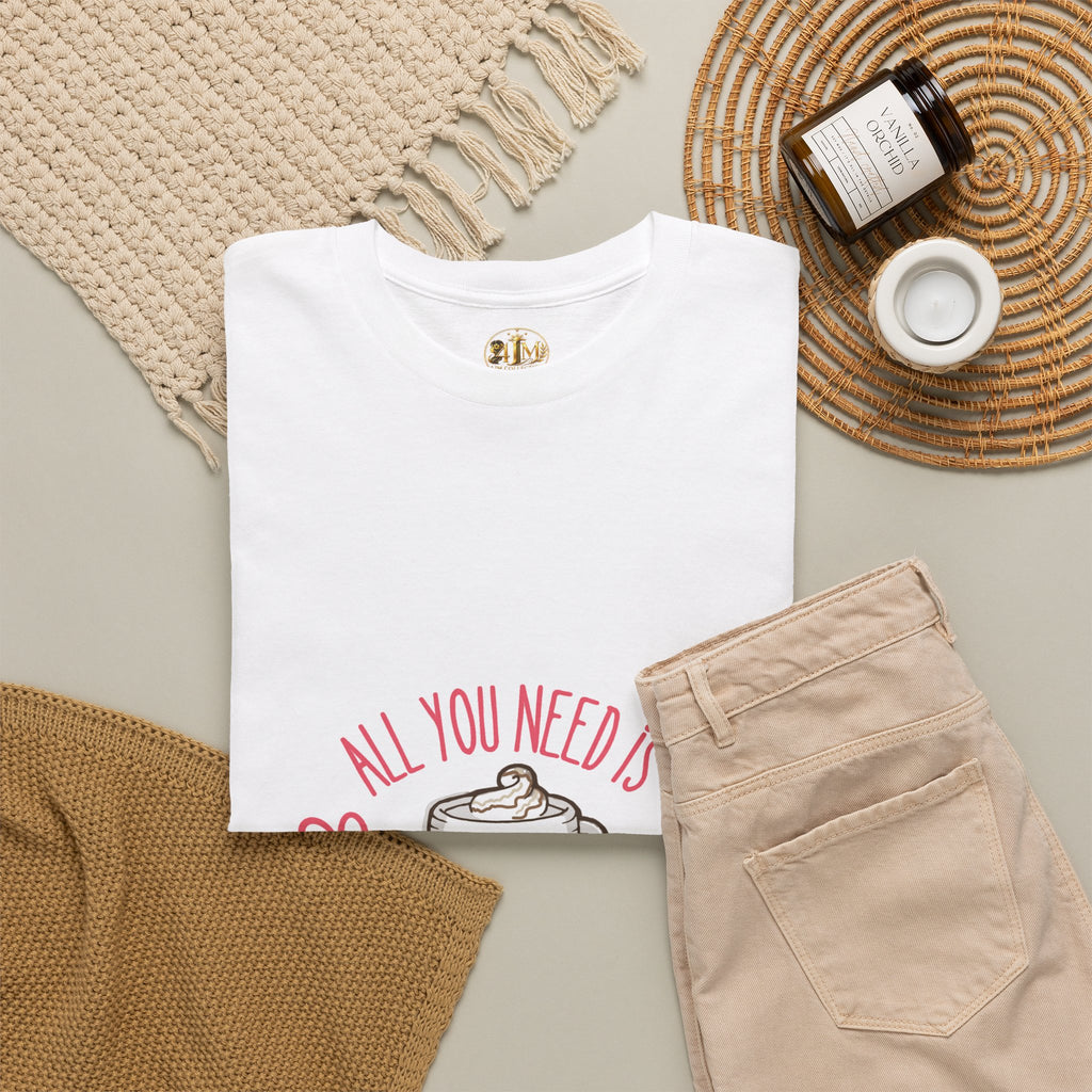 Coffee T-Shirt — "All You Need Is A Cup Of Coffee" Cute Kawaii Mug Tee