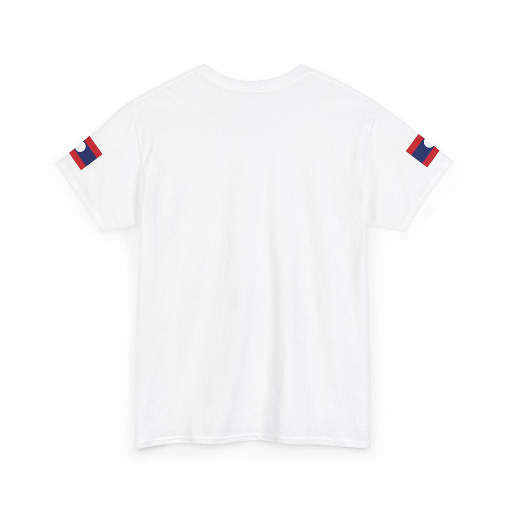 Laos Pride T‑Shirt — Traditional Lao Woman Illustration with Flag & Cultural Icons