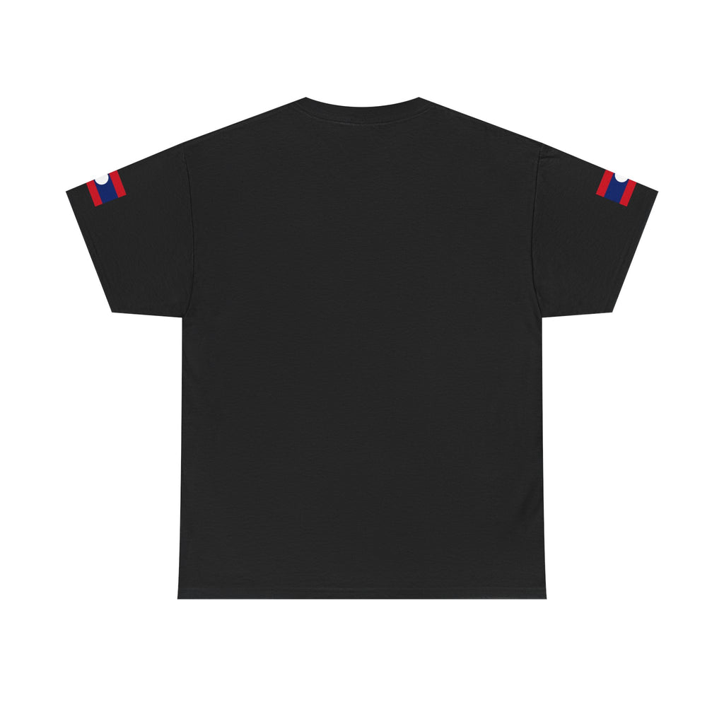 Laos Pride T‑Shirt — Traditional Lao Woman Illustration with Flag & Cultural Icons