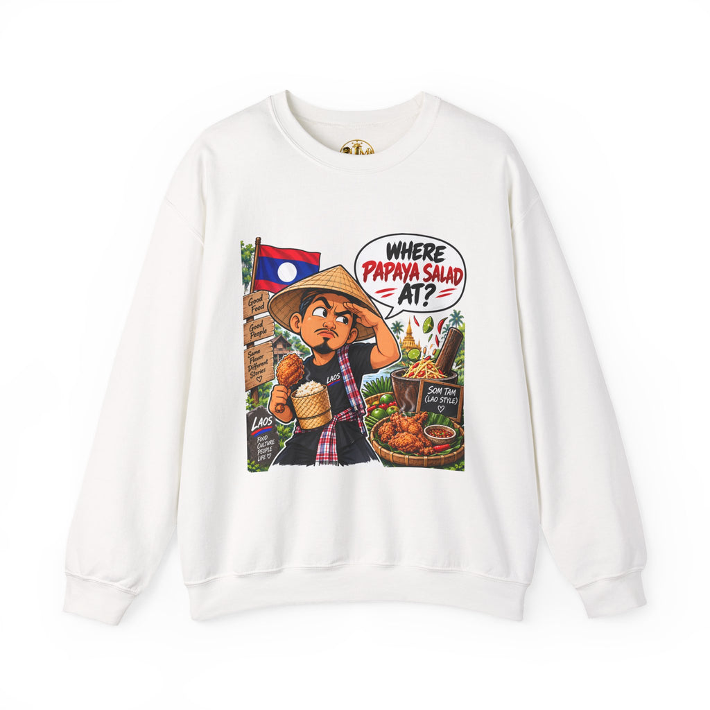 Papaya Salad Crewneck Sweatshirt — Lao Street Food Graphic Pullover