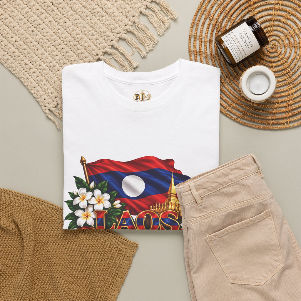 Laos Flag T-Shirt — Laos Floral Patriotic Tee