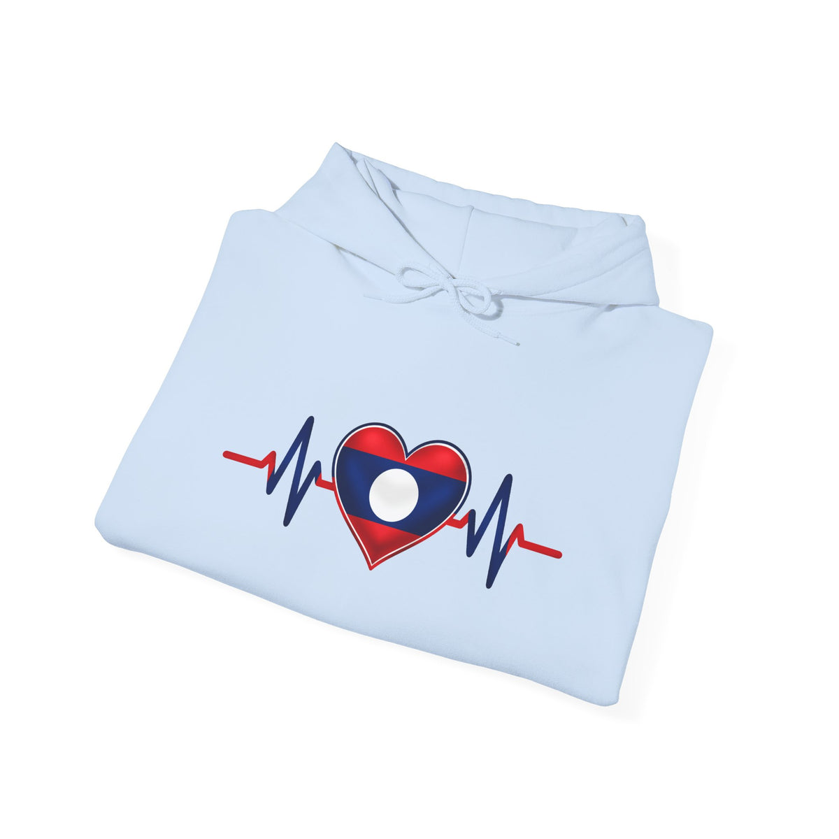 Laos Heartbeat Hoodie — Laos Flag Heart with EKG Design