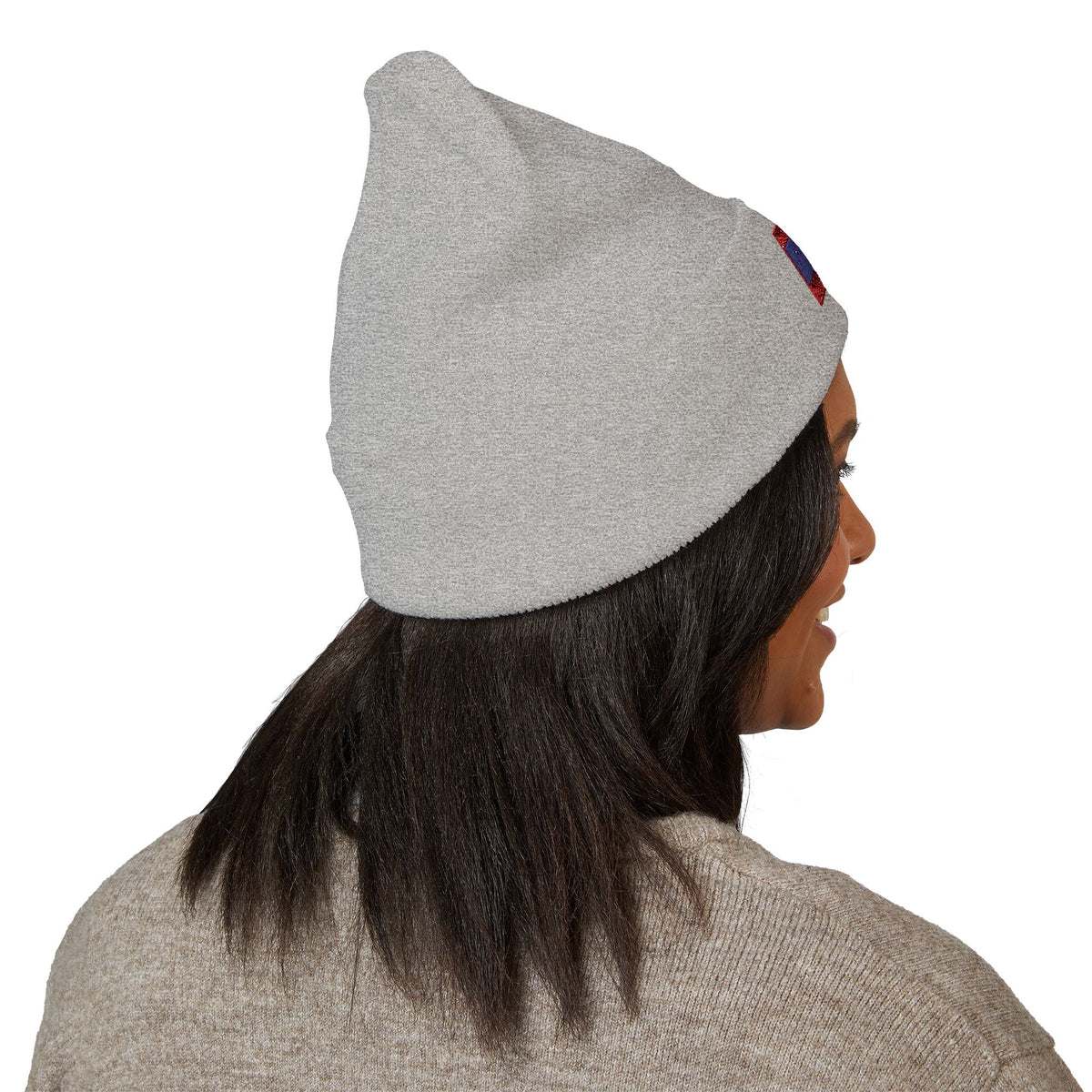 Laos Flag Embroidered Beanie — Classic Cuffed Knit Hat