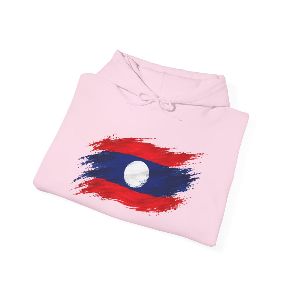 Laos Flag Brushstroke Hoodie — Patriotic Laos Pride Pullover