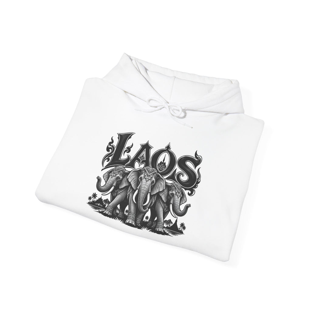 Laos Elephant Graphic Hoodie – Vintage Tribal Elephant Design
