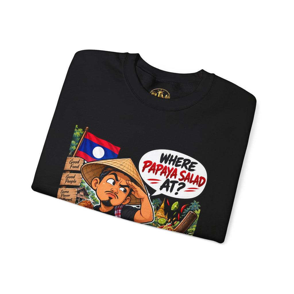 Papaya Salad Crewneck Sweatshirt — Lao Street Food Graphic Pullover