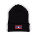 Laos Flag Embroidered Beanie — Classic Cuffed Knit Hat
